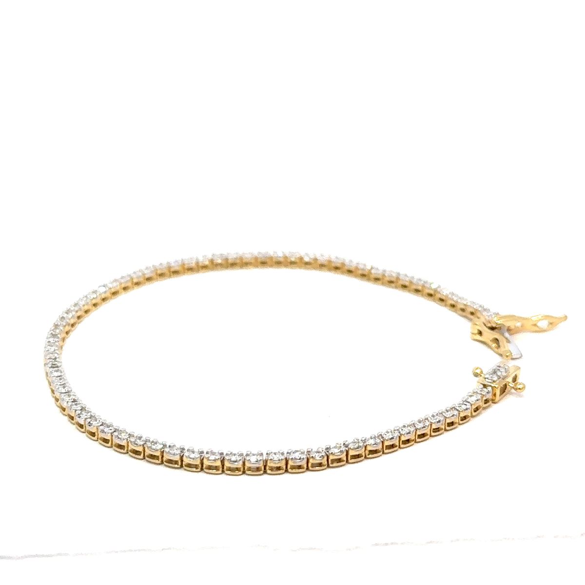 1 ctw lab-grown diamond tennis bracelet in 14K yellow gold plated sterling silver