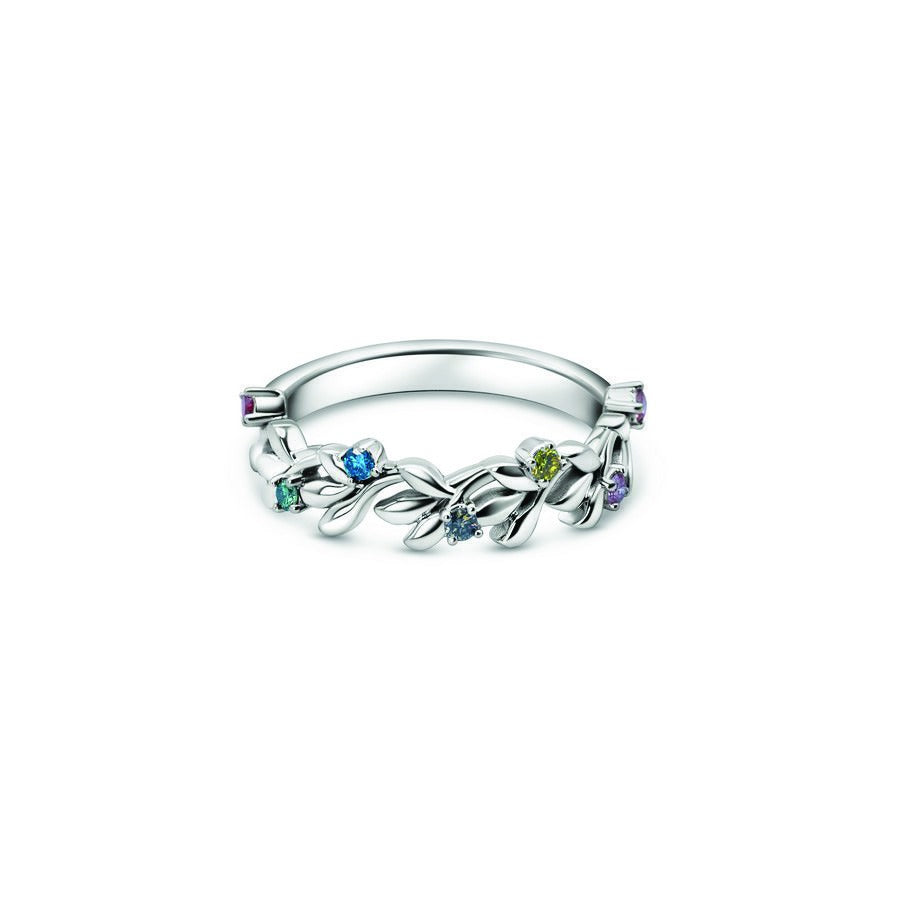 Fancy Vivid Yellow and White Flower Ring
