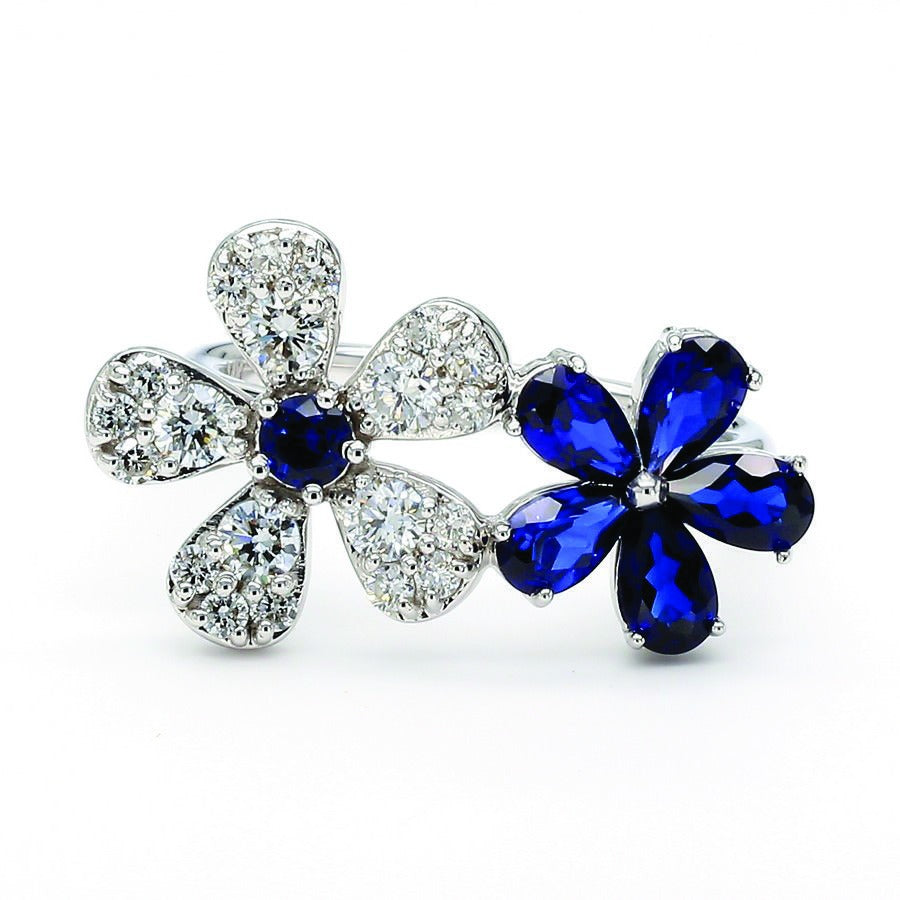 Lab Ruby Floral Ring