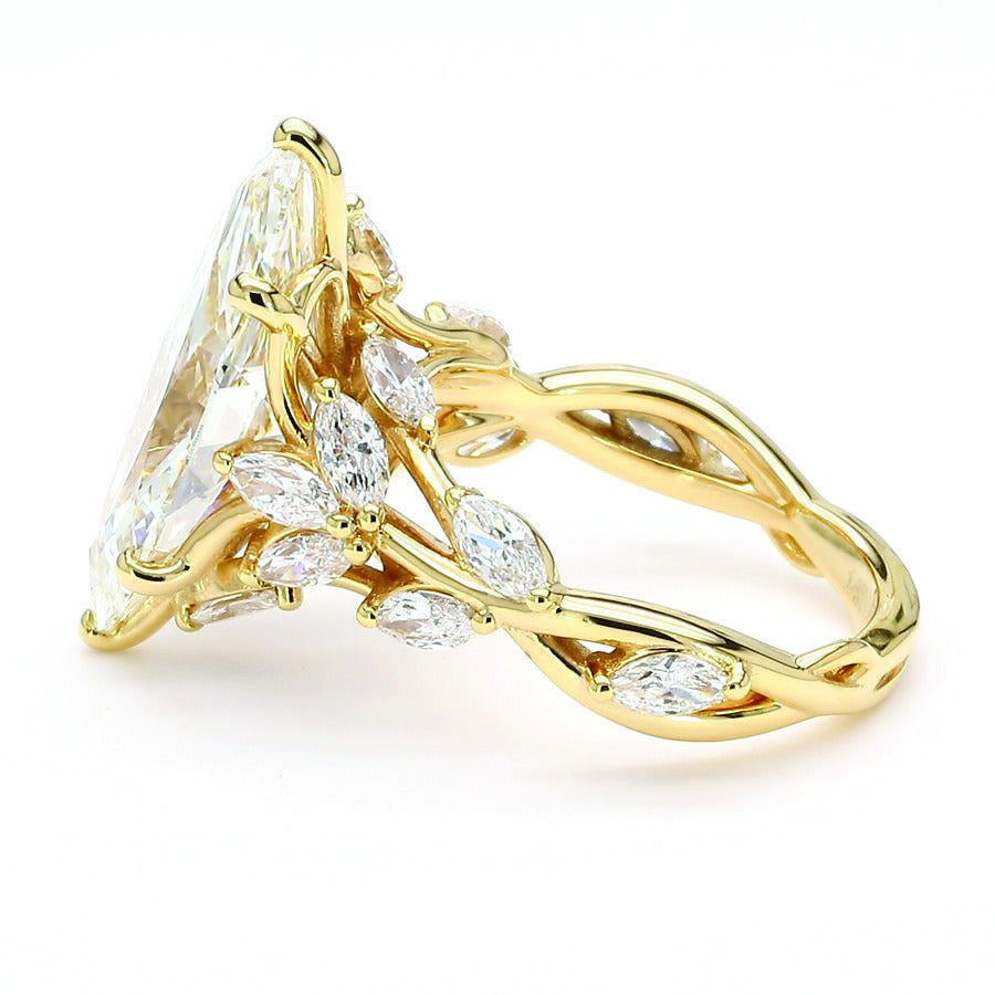 Marquise Twisted Band and Leaf Accent Ring