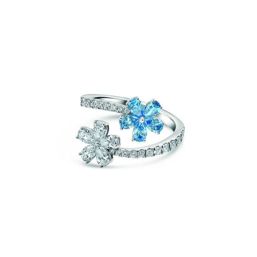 Multicolor Lab-Created Diamond Floral Ring