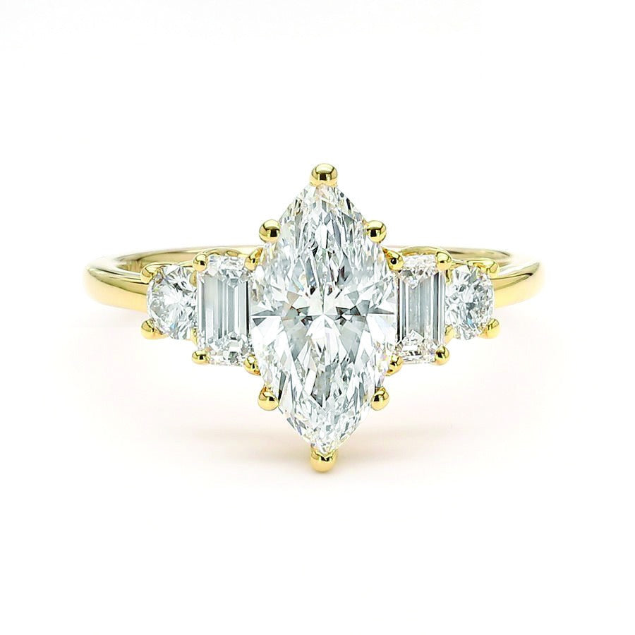 Pink Oval Stone Two-Tone Halo Pave Band