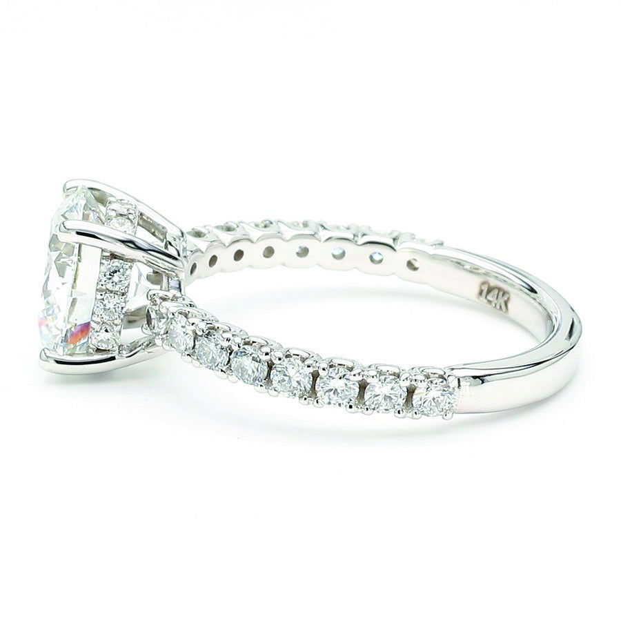 Round Hidden Halo Pave Engagement Ring