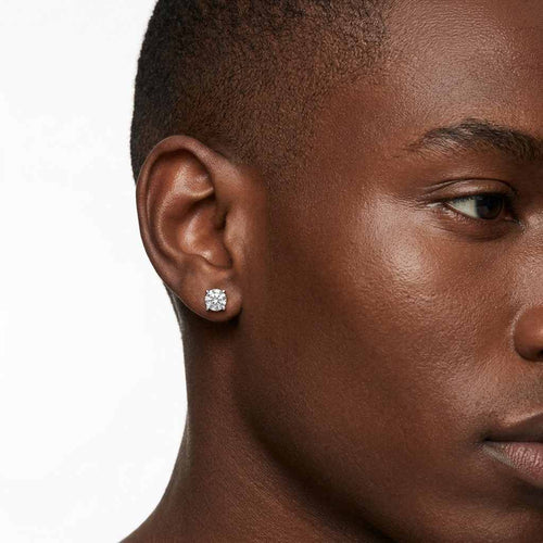 1 ctw lab-grown diamond studs, 14K gold plated sterling silver — on model